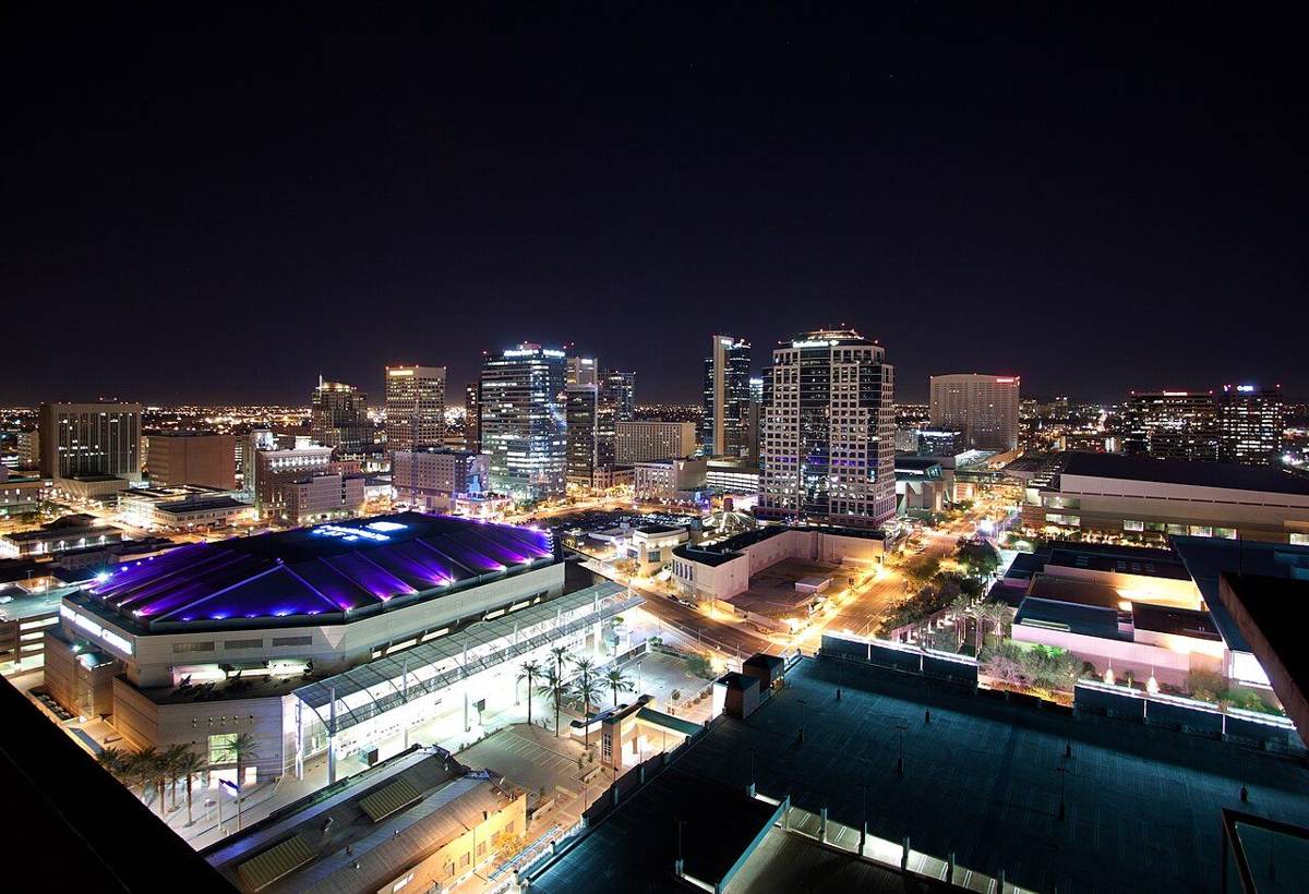 Downtown Phoenix skyline at night