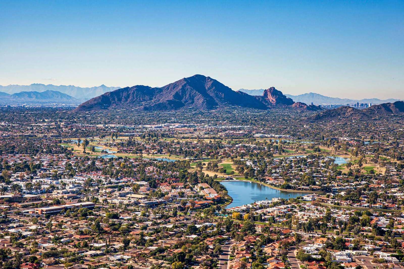 Camelback Mountain and the Valley from above